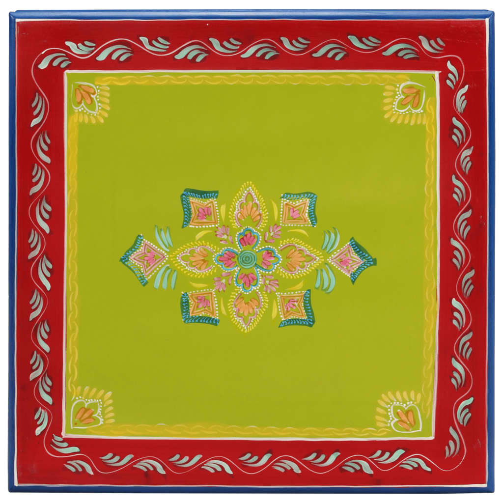 Tavolino Salotto Verde Dipinto a Mano Legno Massello di Mango 353764