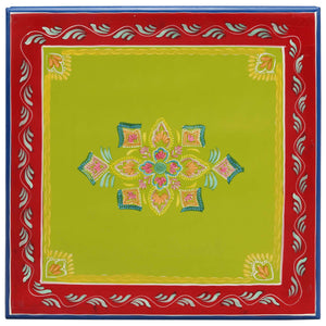 Tavolino Salotto Verde Dipinto a Mano Legno Massello di Mango 353764