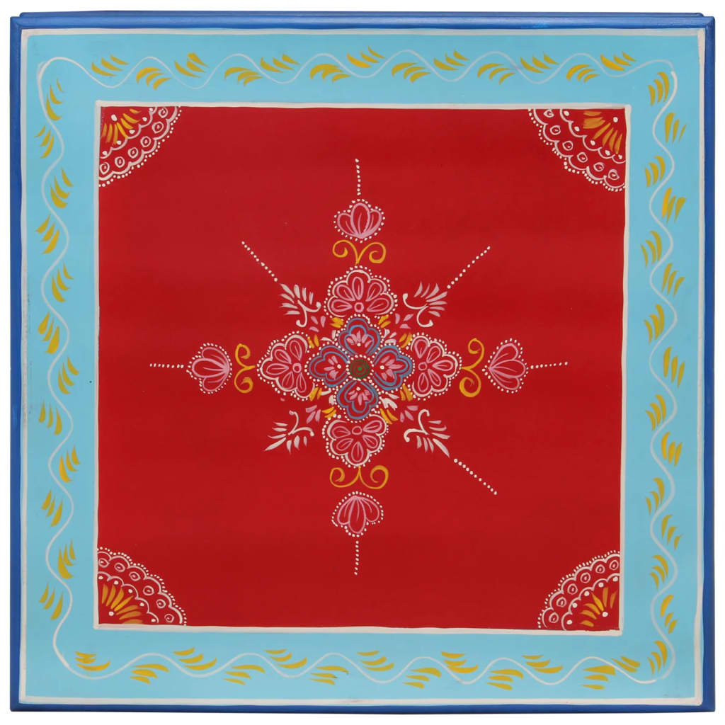 Tavolino Salotto Rosso Dipinto a Mano Legno Massello di Mango 353766