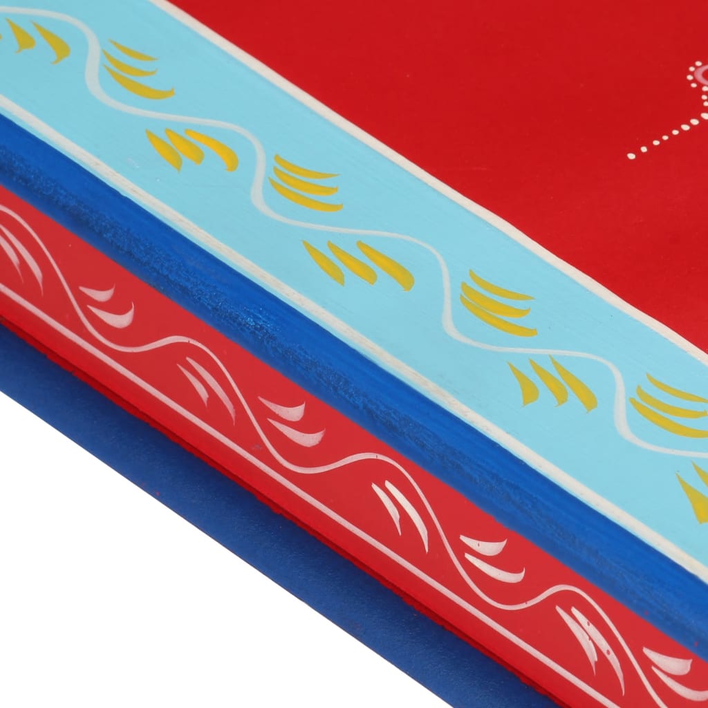 Tavolino Salotto Rosso Dipinto a Mano Legno Massello di Mango 353766