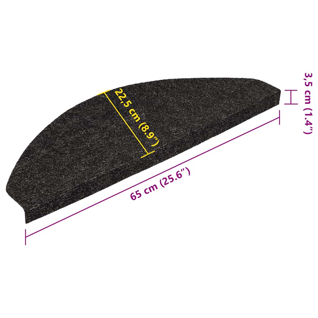 Tappetini Autoadesivi per Scale 10pz Antracite 65x22,5x3,5 cm