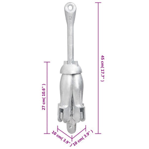 Ancora Pieghevole Argento 4 kg in Ghisa Zincata a Caldo 94270