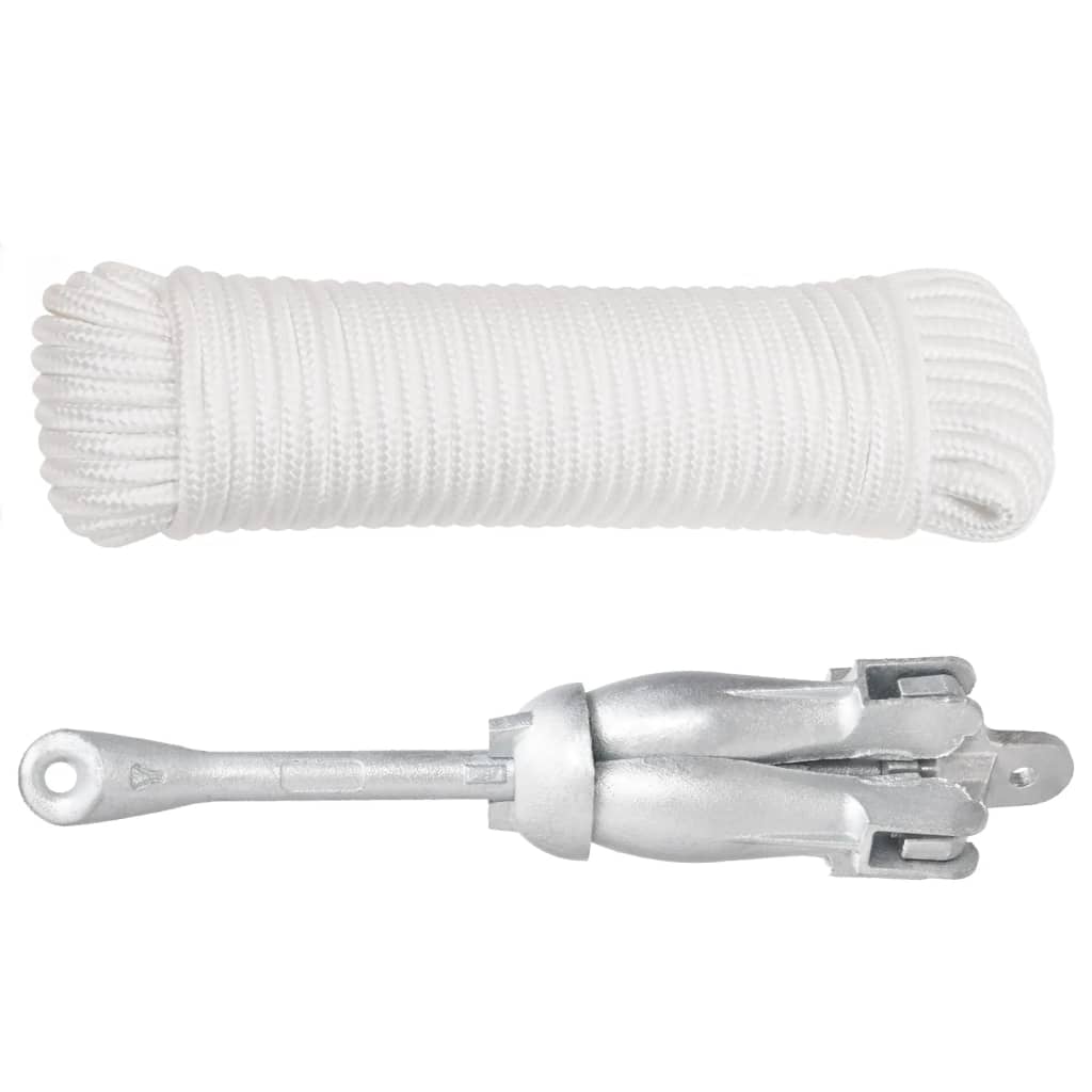 Ancora Pieghevole con Corda Argento 8 kg Ghisa Zincata a Caldo 94278