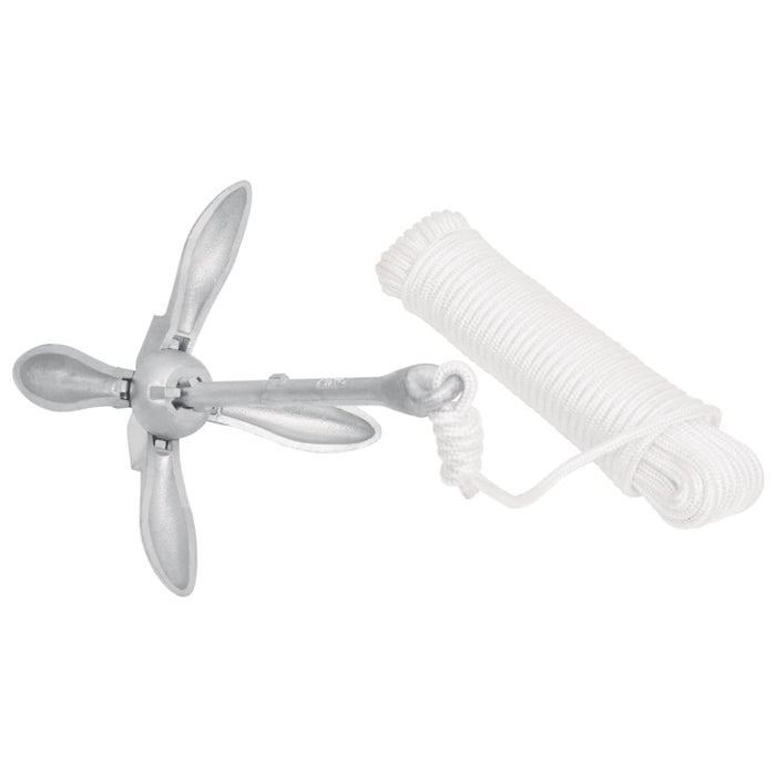 Ancora Pieghevole con Corda Argento 8 kg Ghisa Zincata a Caldo 94278