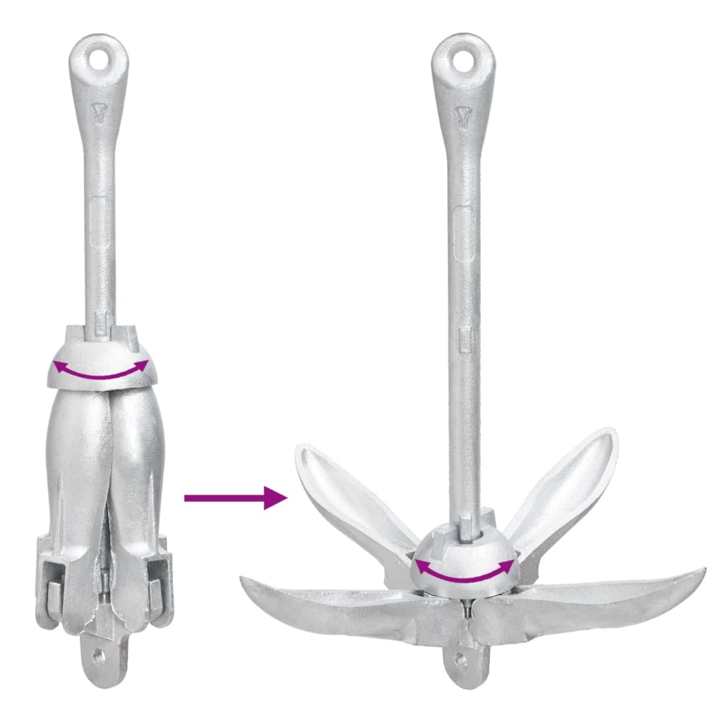 Ancora Pieghevole con Corda Argento 8 kg Ghisa Zincata a Caldo 94278