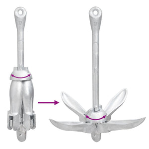 Ancora Pieghevole con Corda Argento 8 kg Ghisa Zincata a Caldo 94278