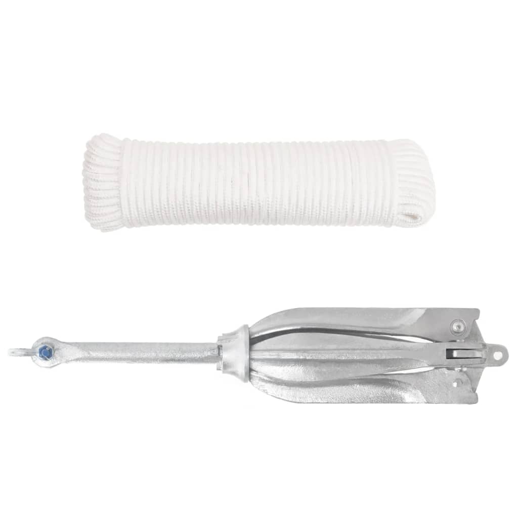 Ancora Pieghevole con Corda Argento 12 kg Ghisa Zincata a Caldo 94280