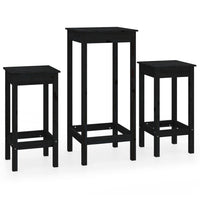 Set da Bar 3 pz Nero in Legno Massello di Pino 3188131
