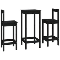 Set da Bar 3 pz Nero in Legno Massello di Pino 3188136