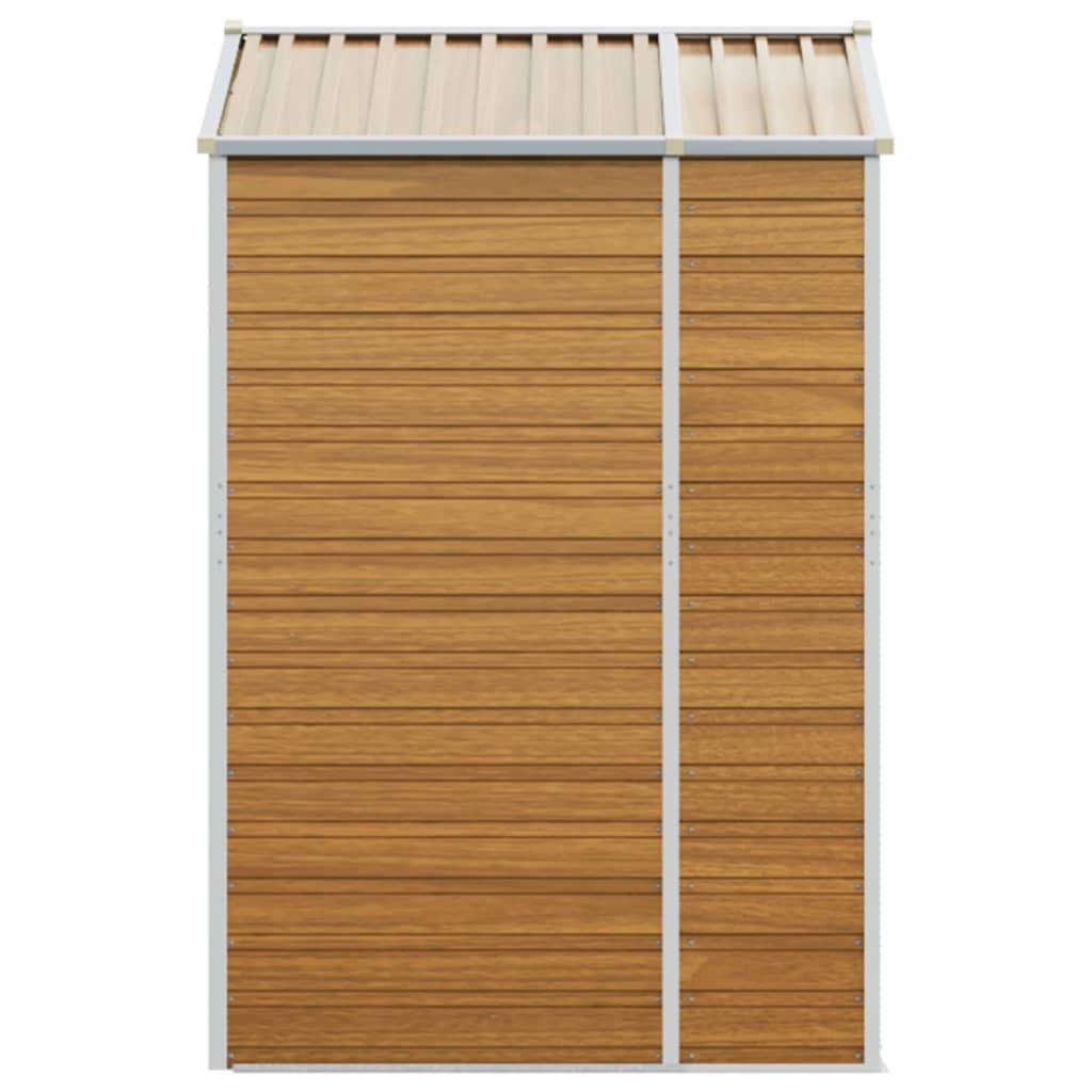 Casetta da giardino Capannone per cabina Capannone per la casa Capannone per esterni Capannone per attrezzi Robusto Trasparente 191 x 130 x 198 cm Acciaio zincato Marrone 02_0022288