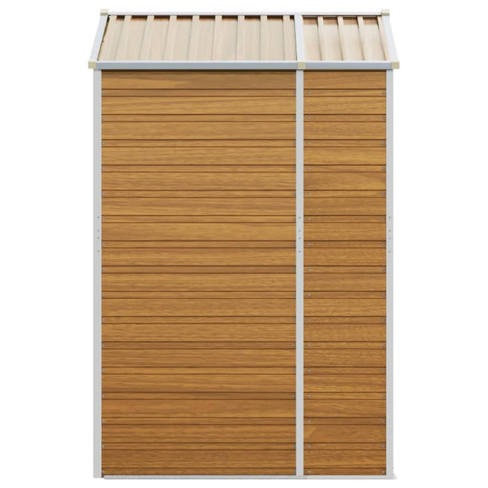 Casetta da giardino Capannone per cabina Capannone per la casa Capannone per esterni Capannone per attrezzi Robusto Trasparente 191 x 130 x 198 cm Acciaio zincato Marrone 02_0022288