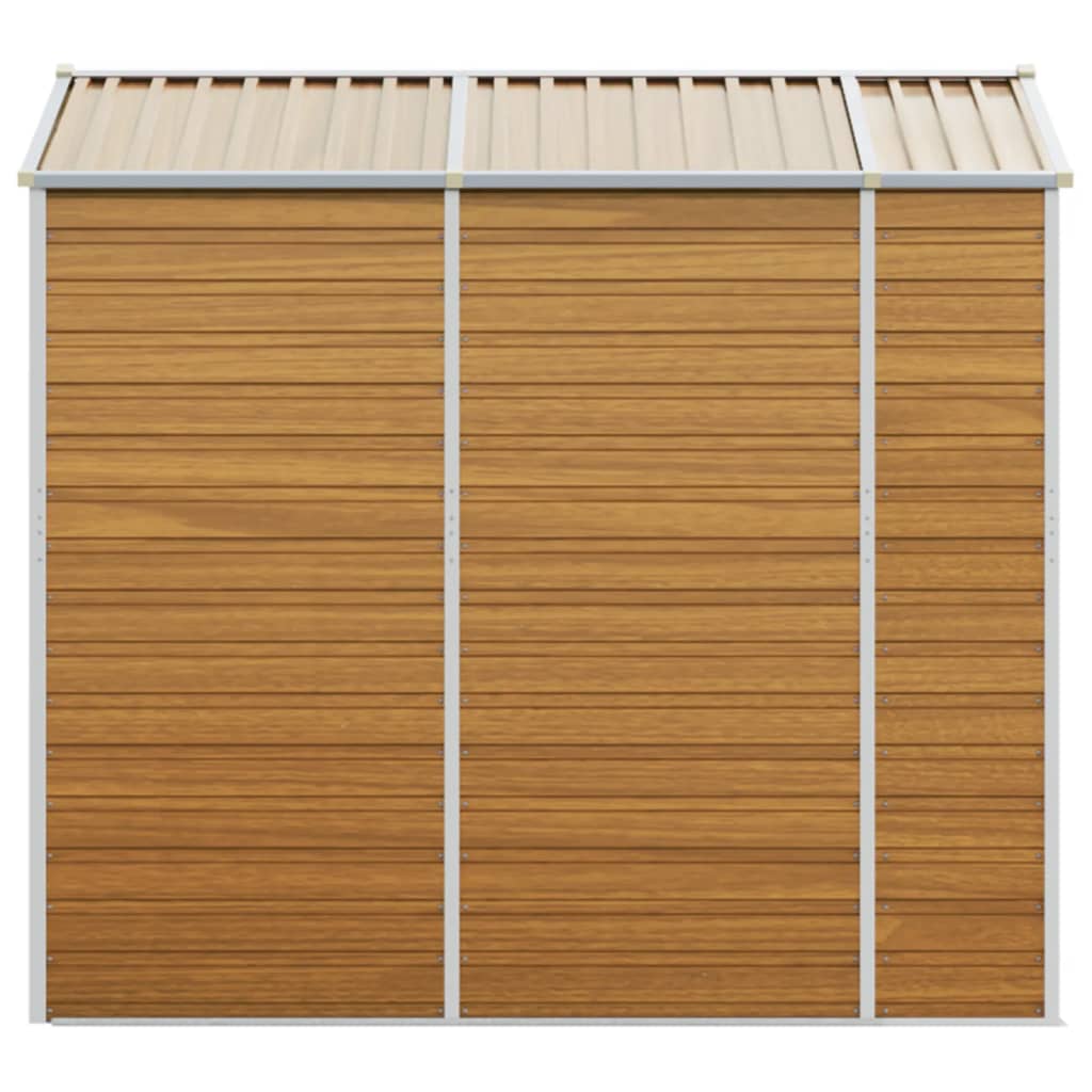 Casetta da giardino Capannone per cabina Capannone per la casa Capannone per esterni Capannone per attrezzi Robusto Trasparente 191 x 215 x 198 cm Acciaio zincato Marrone 02_0022289