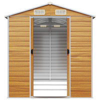 Casetta da giardino marrone chiaro 191x300x198 cm in acciaio zincato 3188277