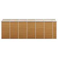 Casetta da giardino Capannone per cabina Capannone per la casa Capannone per esterni Capannone per attrezzi Robusto Trasparente 191 x 555 x 198 cm Acciaio zincato Marrone 02_0022293