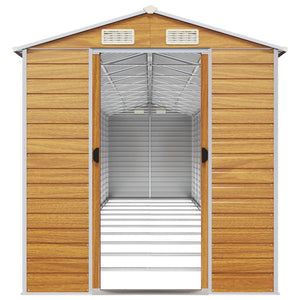 Casetta da giardino Capannone per cabina Capannone per la casa Capannone per esterni Capannone per attrezzi Robusto Trasparente 191 x 980 x 198 cm Acciaio zincato Marrone 02_0022298