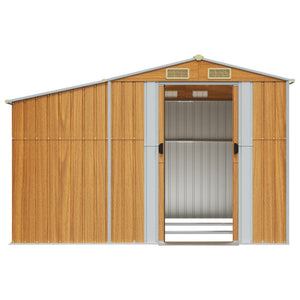 Casetta da giardino Casetta per cabine Casetta per riporre gli oggetti Casetta per esterni Casetta per attrezzi Robusta Trasparente 277 x 279 x 179 cm Acciaio zincato Marrone 02_0022313