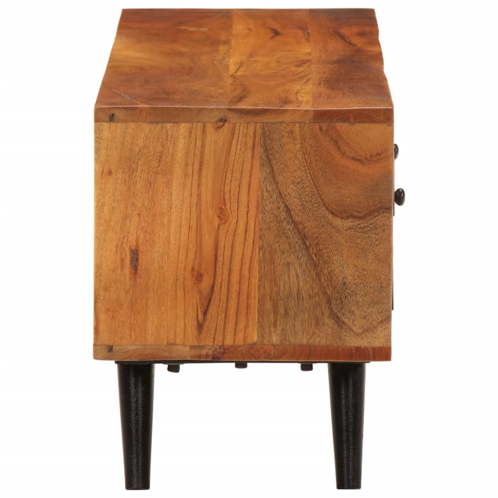 Mobile TV con Ante 112x30x40cm Legno Massello Acacia e Metallo 354985