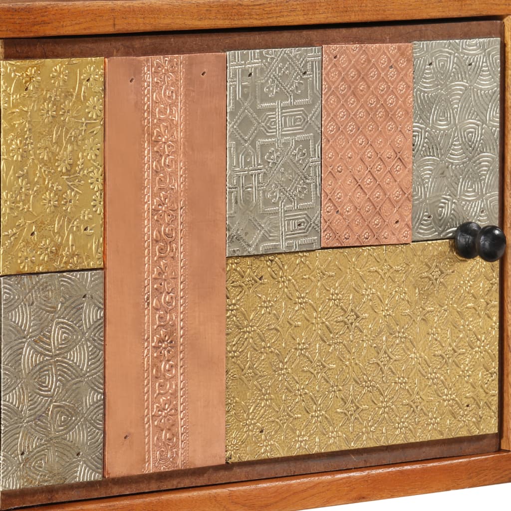 Mobile TV con Ante 112x30x40cm Legno Massello Acacia e Metallo 354985