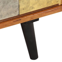 Mobile TV con Ante 112x30x40cm Legno Massello Acacia e Metallo 354985