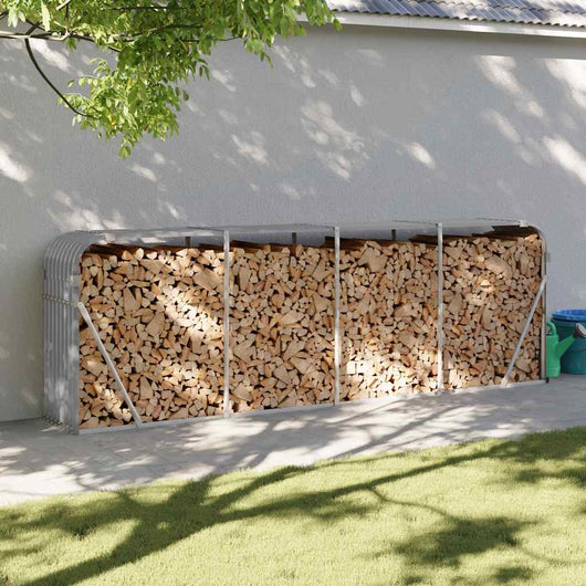 Portalegna-Scaffale per Legna Grigio Chiaro 300x45x100 cm Acciaio Zincato