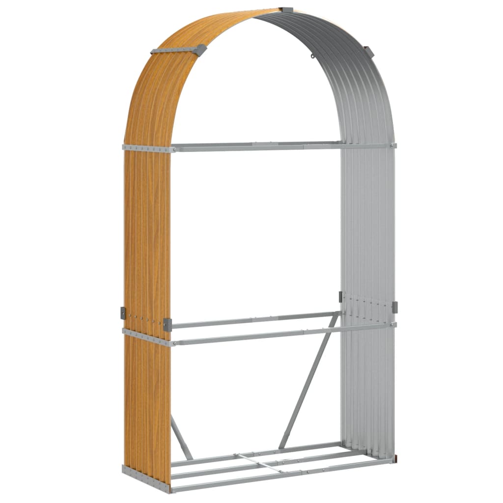 Portalegna trasparente 120 x 45 x 210 cm acciaio zincato marrone 02_0043810