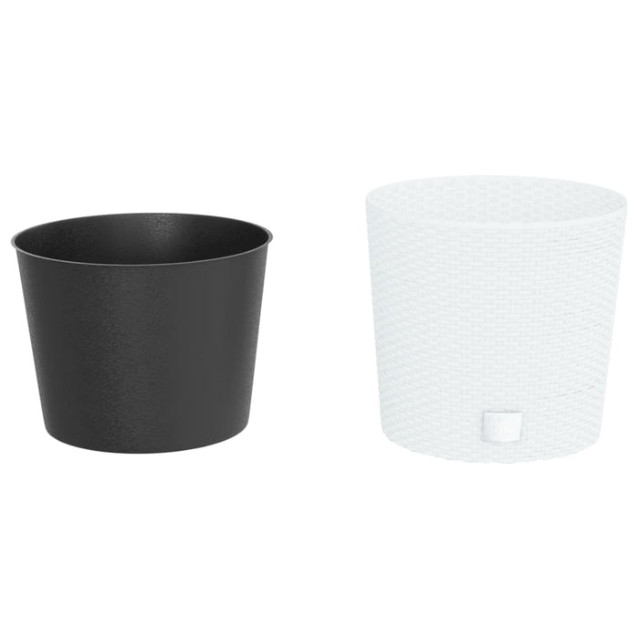 Fioriera con Interno-Vaso-Contenitore per Piante Rimovibile Bianca 15 / 15,3 L PP Rattan