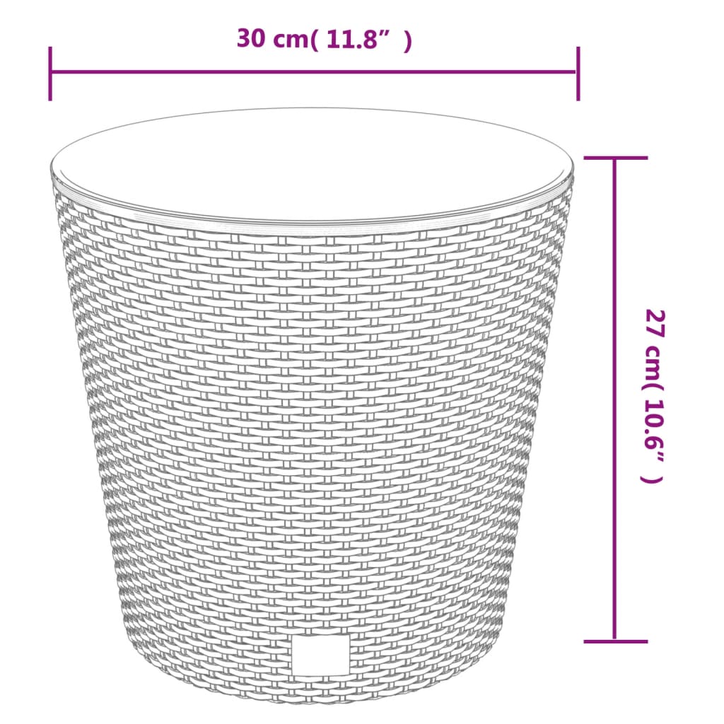 Fioriera con Interno-Vaso-Contenitore per Piante Rimovibile Bianca 15 / 15,3 L PP Rattan