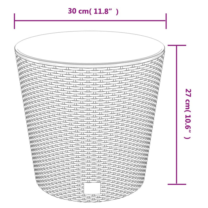 Fioriera con Interno-Vaso-Contenitore per Piante Rimovibile Bianca 15 / 15,3 L PP Rattan
