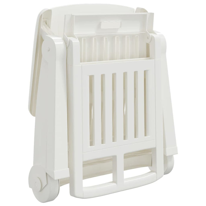 Lettino Prendisole Pieghevole con Ruote Bianco in PP 364696