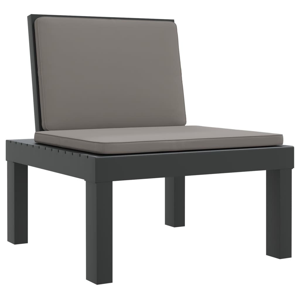 Lettino Prendisole con Cuscini Antracite in PP 364723