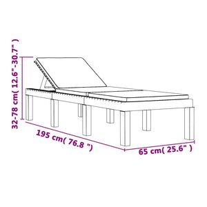 Lettino Prendisole con Cuscini Antracite in PP 364723