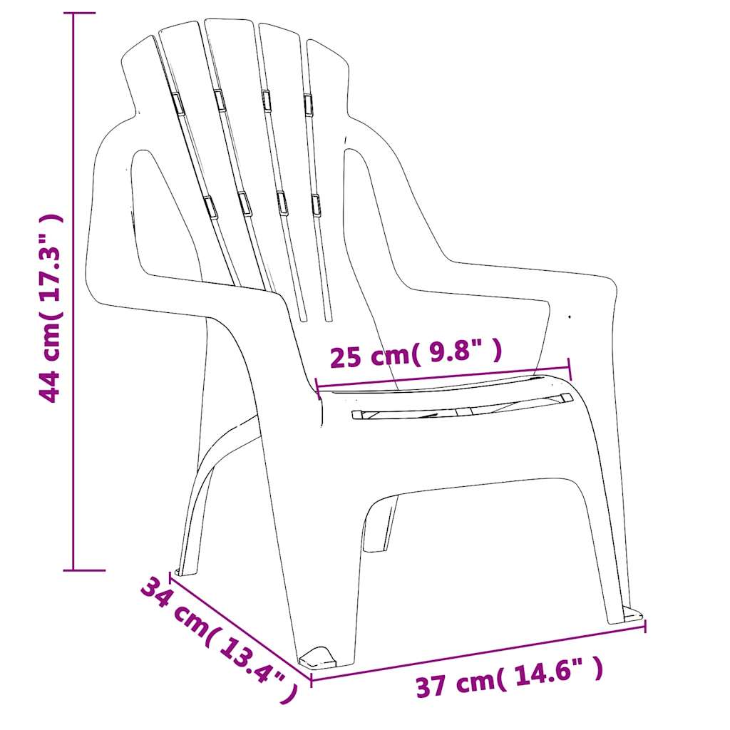 Sedie Giardino 2pz Bambini Verdi 37x34x44cm PP Aspetto in Legno 364740