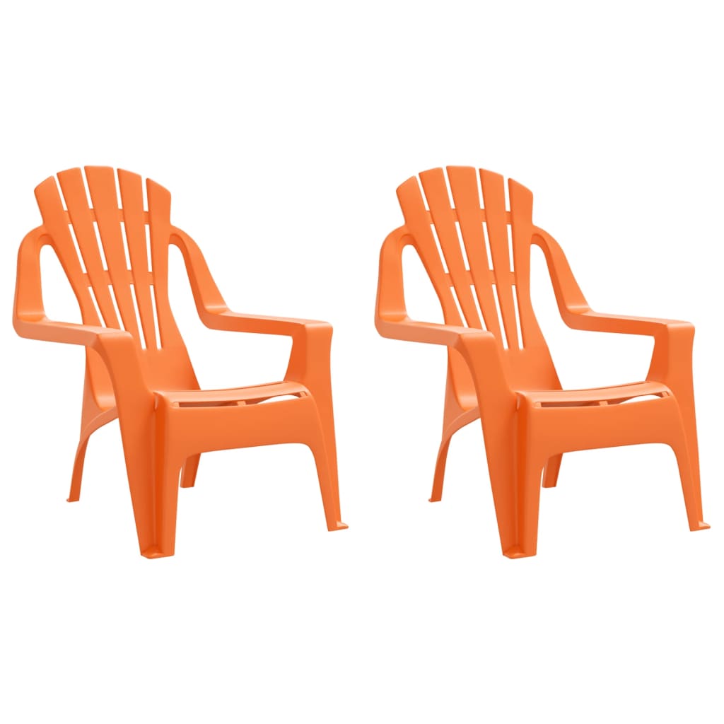 Sedie Giardino 2pz Bambini Arancioni 37x34x44 PP Aspetto Legno 364742