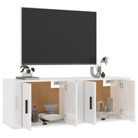 Mobili Porta TV a Parete 2 pz Bianco Lucido 57x34,5x40 cmcod mxl 76777
