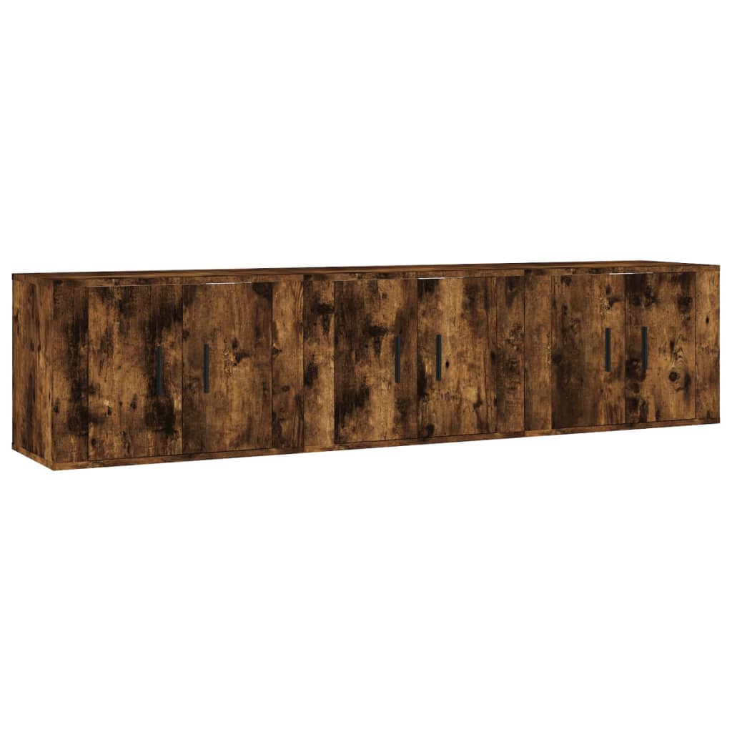 Mobili Porta TV a Parete 3 pz Rovere Fumo 57x34,5x40 cmcod mxl 124676