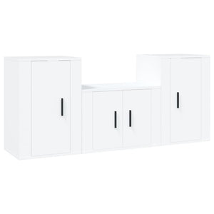 Set Mobili Porta TV 3 pz-Set di 3 Credenza per TV Bianco in Legno Multistrato 431489