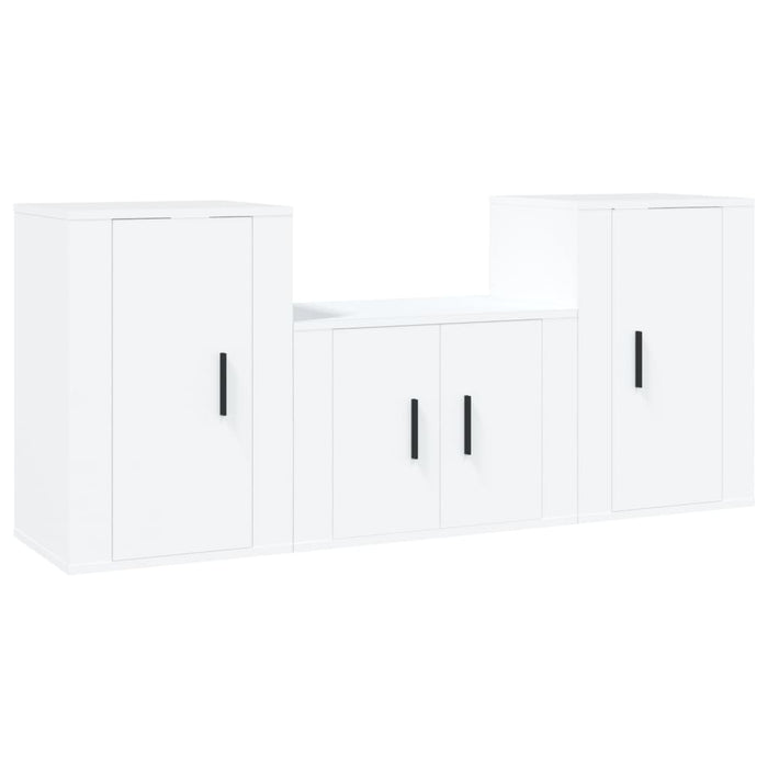 Set Mobili Porta TV 3 pz-Set di 3 Credenza per TV Bianco in Legno Multistrato 431489