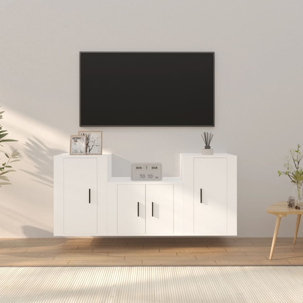 Set Mobili Porta TV 3 pz Bianco in Legno Multistratocod mxl 100734