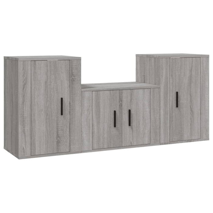 Set Mobili Porta TV 3 pz-Set di 3 Credenza per TV Grigio Sonoma in Legno Multistrato 197660