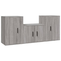 Set di mobili mobile buffet TV televisione soggiorno camera da letto soggiorno 3 pezzi sonoma pannelli in MDF grigio 02_0024634