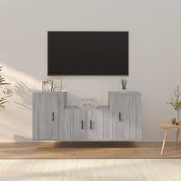 Set Mobili Porta TV 3 pz-Set di 3 Credenza per TV Grigio Sonoma in Legno Multistrato 197660