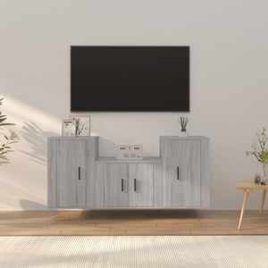 Set Mobili Porta TV 3 pz-Set di 3 Credenza per TV Grigio Sonoma in Legno Multistrato 197660