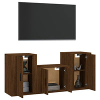 Set Mobili Porta TV 3 pz-Set di 3 Credenza per TV Rovere Marrone in Legno Multistrato 977501