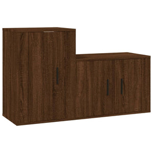 Set Mobili Porta TV 2 pz-Set di 2 Credenza per TV Rovere Marrone in Legno Multistrato 399293