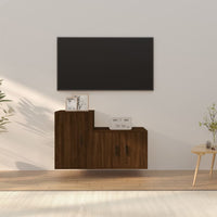 Set Mobili Porta TV 2 pz-Set di 2 Credenza per TV Rovere Marrone in Legno Multistrato 399293