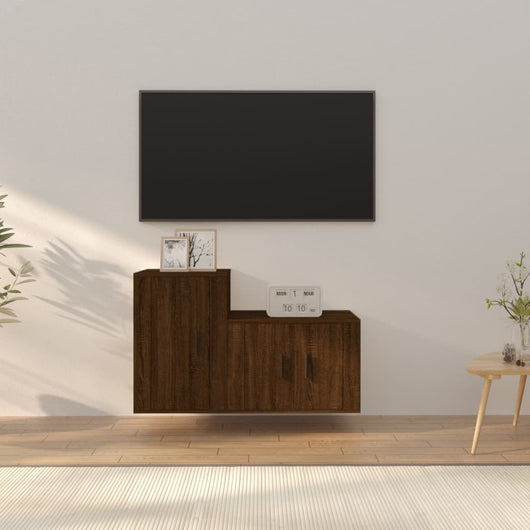 Set Mobili Porta TV 2 pz Rovere Marrone in Legno Multistratocod mxl 76798