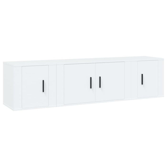 Set Mobili Porta TV 3 pz-Set di 3 Credenza per TV Bianco in Legno Multistrato 455642