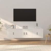 Set Mobili Porta TV 3 pz-Set di 3 Credenza per TV Bianco in Legno Multistrato 455642