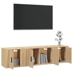 Set di Mobili Porta TV 3 pz Rovere Sonoma in Legno Multistrato 3188401