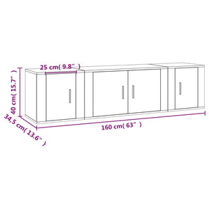 Set di Mobili Porta TV 3 pz Rovere Sonoma in Legno Multistrato 3188401